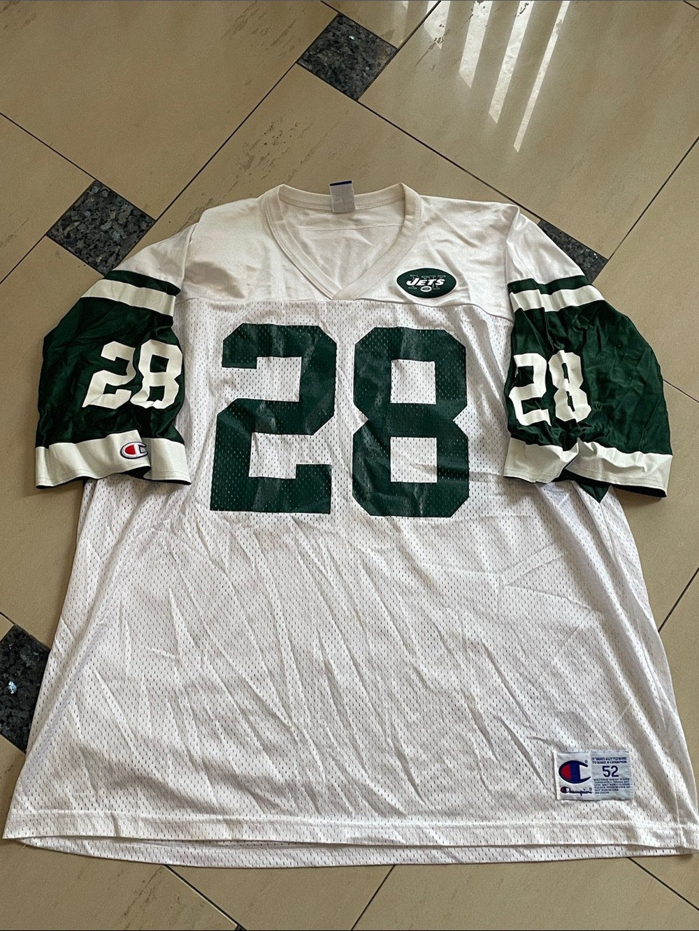 Champion White & Green Football Jersey #28